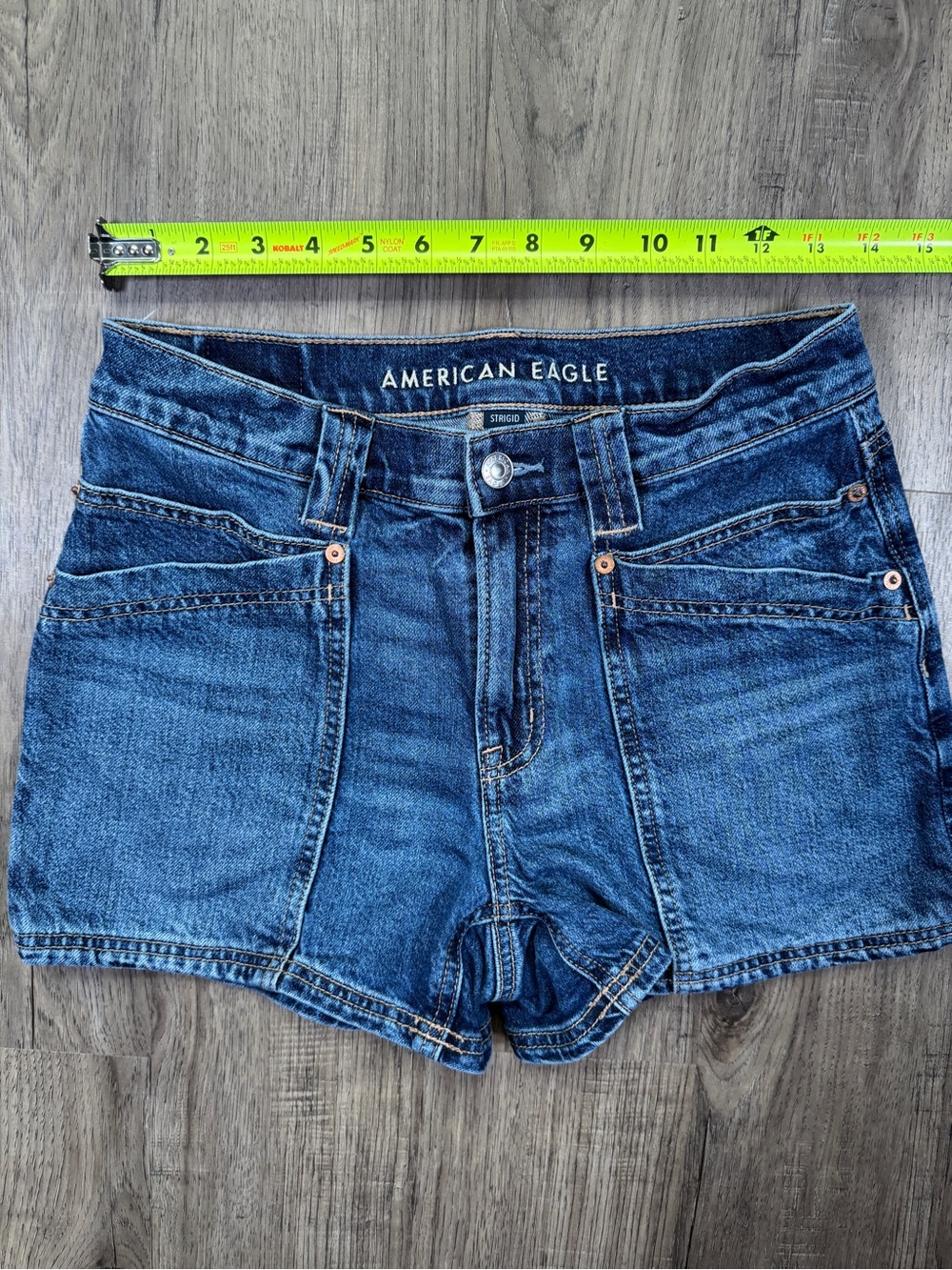 American Eagle Outfitters Dark Blue High-Rise Relaxed Denim Shorts - Picture 5 of 14